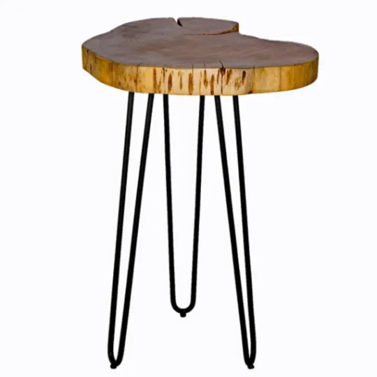 Kirkland's Home Round Natural Live Edge Hairpin Legs Accent Table- Accent & End Tables