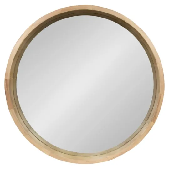 Kirkland's Home Round Natural Wood Hutton Mirror- Decorative Mirrors