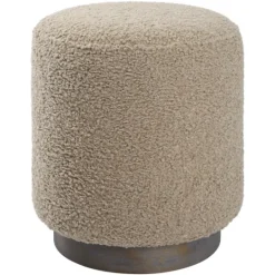 Kirkland's Home Round Oatmeal Boucle Ottoman- Benches & Ottomans