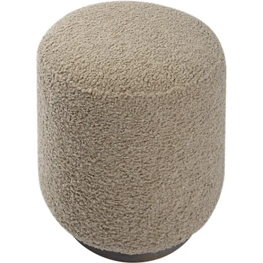 Kirkland's Home Round Oatmeal Boucle Ottoman- Benches & Ottomans
