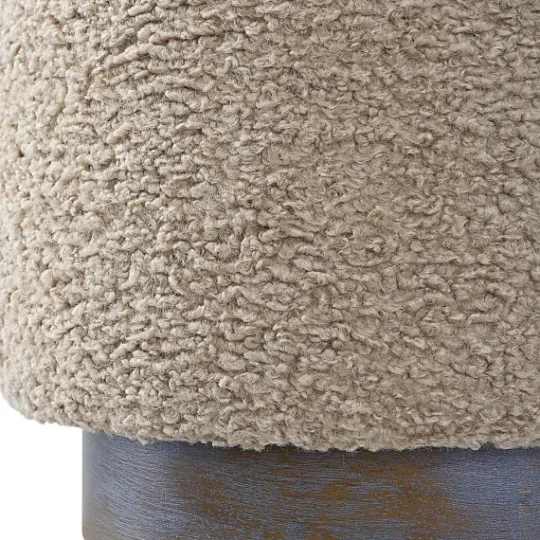 Kirkland's Home Round Oatmeal Boucle Ottoman- Benches & Ottomans