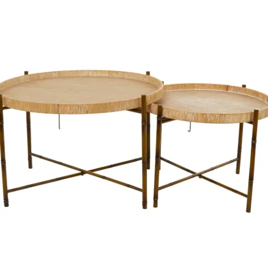 Kirkland's Home Round Rattan 2-Pc. Nesting Coffee Table Set- Coffee Tables