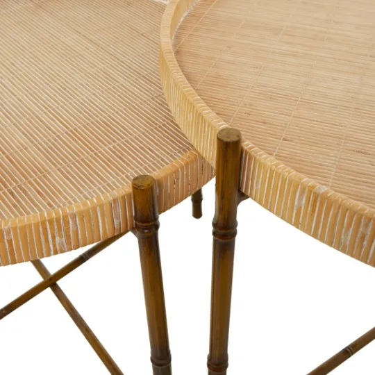 Kirkland's Home Round Rattan 2-Pc. Nesting Coffee Table Set- Coffee Tables