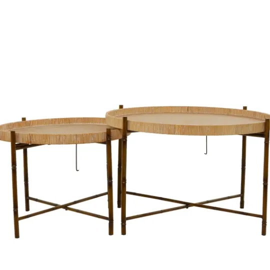 Kirkland's Home Round Rattan 2-Pc. Nesting Coffee Table Set- Coffee Tables