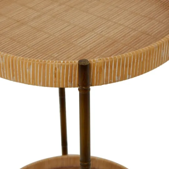 Kirkland's Home Round Rattan 2-Tier Side Table- Accent & End Tables
