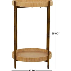 Kirkland's Home Round Rattan 2-Tier Side Table- Accent & End Tables