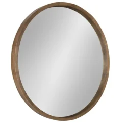 Kirkland's Home Round Rustic Wood Hutton Mirror- Decorative Mirrors