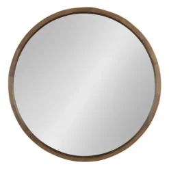 Kirkland's Home Round Rustic Wood Hutton Mirror- Decorative Mirrors