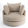 Kirkland's Home Round Sand Boucle Swivel Accent Chair- Accent Chairs