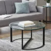 Kirkland's Home Round Tempered Glass Hourglass Base Coffee Table- Coffee Tables