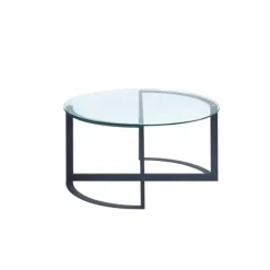 Kirkland's Home Round Tempered Glass Hourglass Base Coffee Table- Coffee Tables
