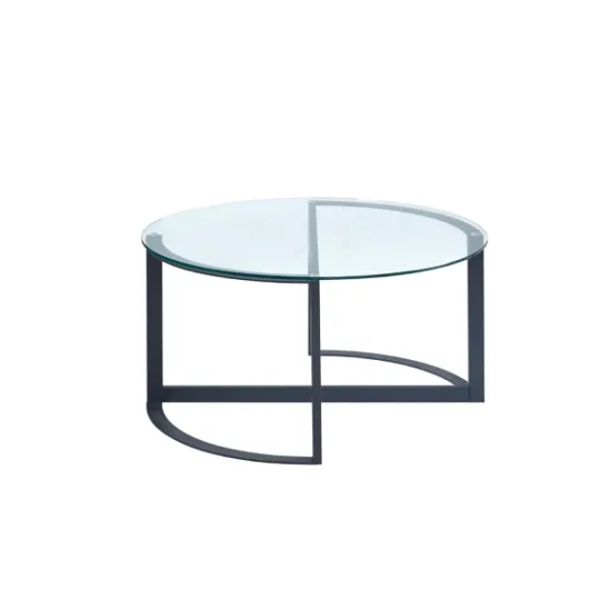 Kirkland's Home Round Tempered Glass Hourglass Base Coffee Table- Coffee Tables