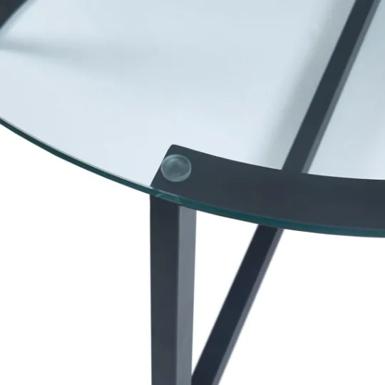 Kirkland's Home Round Tempered Glass Hourglass Base Coffee Table- Coffee Tables