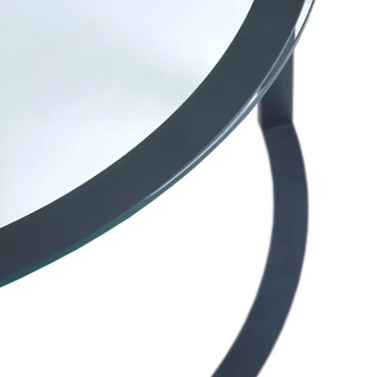 Kirkland's Home Round Tempered Glass Hourglass Base Coffee Table- Coffee Tables