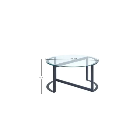 Kirkland's Home Round Tempered Glass Hourglass Base Coffee Table- Coffee Tables