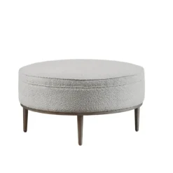 Kirkland's Home Round Upholstered Ottoman- Benches & Ottomans