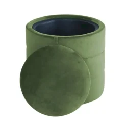 Kirkland's Home Round Velvet Storage Ottoman- Benches & Ottomans
