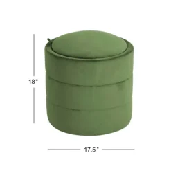 Kirkland's Home Round Velvet Storage Ottoman- Benches & Ottomans
