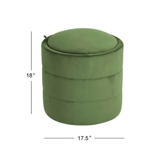 Kirkland's Home Round Velvet Storage Ottoman- Benches & Ottomans