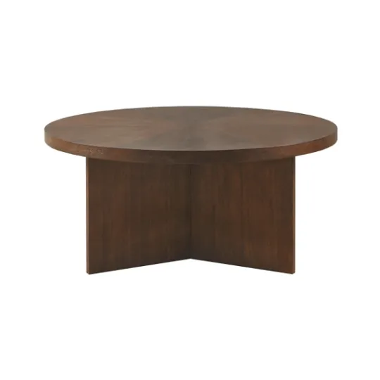 Kirkland's Home Round Walnut Wood Starburst Coffee Table- Coffee Tables