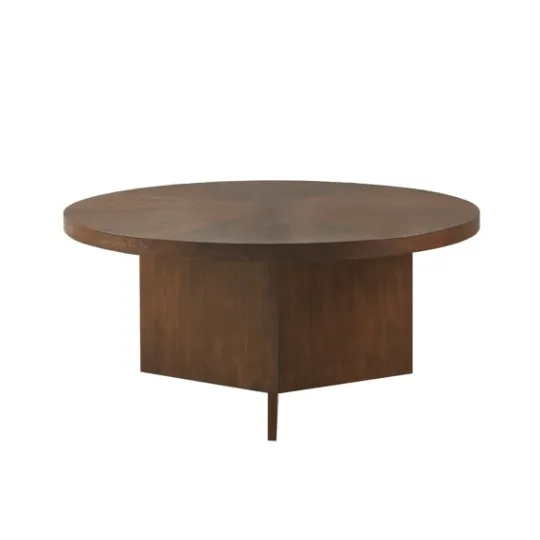 Kirkland's Home Round Walnut Wood Starburst Coffee Table- Coffee Tables