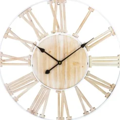 Kirkland's Home Round White Metal And Wood Wall Clock- Clocks