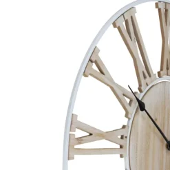 Kirkland's Home Round White Metal And Wood Wall Clock- Clocks