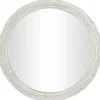 Kirkland's Home Round Whitewash Beaded Wall Mirror- Decorative Mirrors