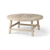 Kirkland's Home Round Whitewash Wood Modern Farmhouse Coffee Table- Coffee Tables