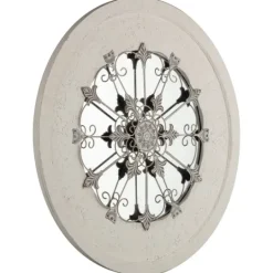 Kirkland's Home Round Whitewashed Vintage Wood And Metal Mirror- Decorative Mirrors