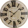 Kirkland's Home Round Whitewashed Wood Wall Clock- Clocks