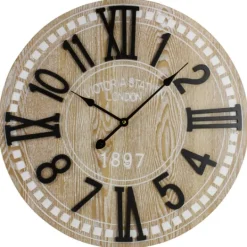 Kirkland's Home Round Whitewashed Wood Wall Clock- Clocks