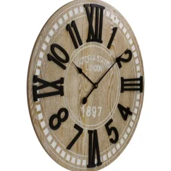 Kirkland's Home Round Whitewashed Wood Wall Clock- Clocks