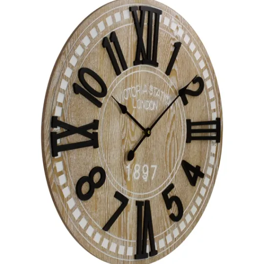Kirkland's Home Round Whitewashed Wood Wall Clock- Clocks