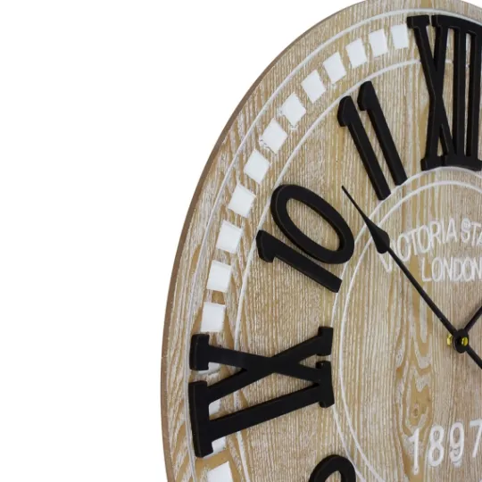 Kirkland's Home Round Whitewashed Wood Wall Clock- Clocks