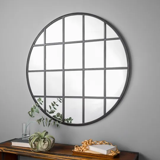 Kirkland's Home Round Windowpane Wall Mirror, 40 In.- Decorative Mirrors
