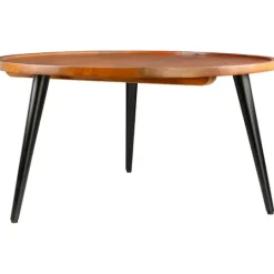 Kirkland's Home Round Wood And Metal Coffee Table- Coffee Tables