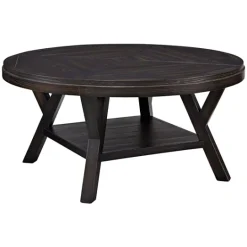 Kirkland's Home Round Wood Flared Base Coffee Table- Coffee Tables