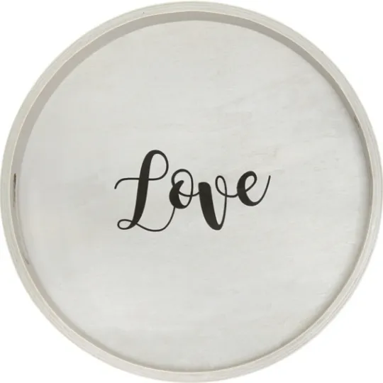 Kirkland's Home Round Wood Love Tray- Decorative Trays