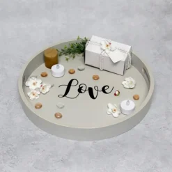 Kirkland's Home Round Wood Love Tray- Decorative Trays
