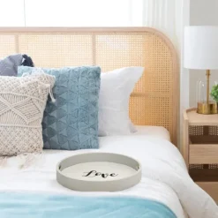 Kirkland's Home Round Wood Love Tray- Decorative Trays