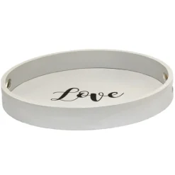 Kirkland's Home Round Wood Love Tray- Decorative Trays