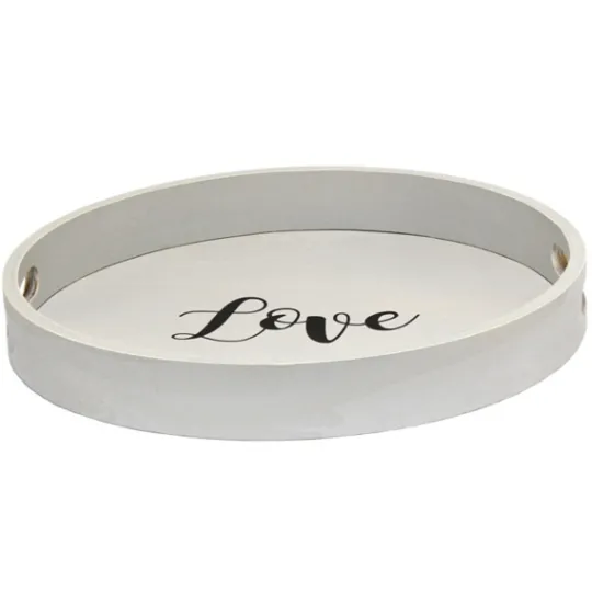 Kirkland's Home Round Wood Love Tray- Decorative Trays
