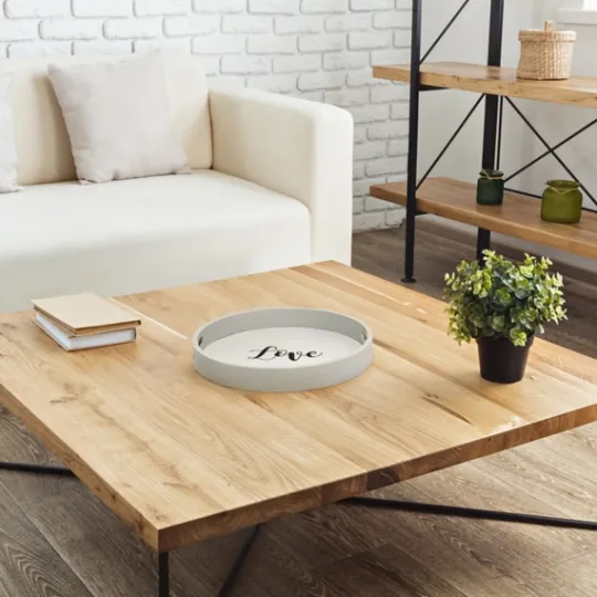 Kirkland's Home Round Wood Love Tray- Decorative Trays