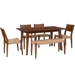 Kirkland's Home Rubberwood Handwoven Rope 6-Pc. Dining Set- Dining Sets