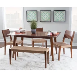 Kirkland's Home Rubberwood Handwoven Rope 6-Pc. Dining Set- Dining Sets