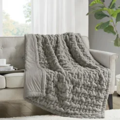 Kirkland's Home Ruched Faux Fur Throw- Blankets & Throws