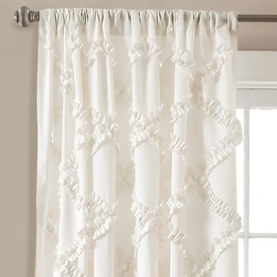 Kirkland's Home Ruffle Diamond Curtain Panel Set, 84 In.- Curtains & Drapes
