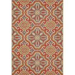Kirkland's Home Rust Boho Ikat Indoor/Outdoor Area Rug, 5X7- Outdoor Rugs