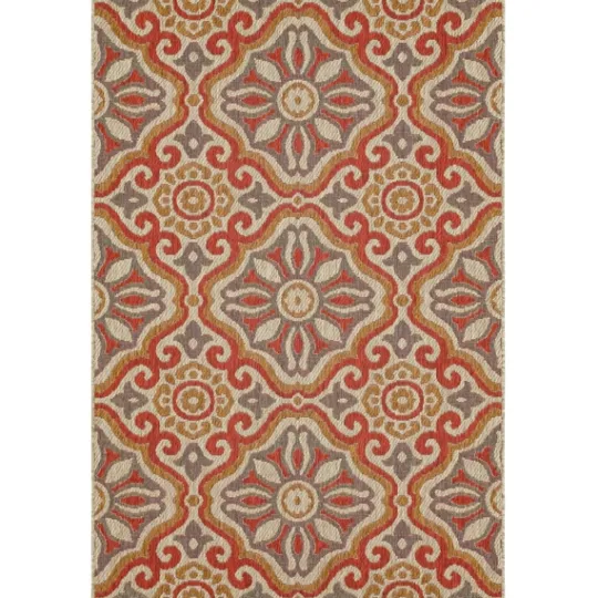 Kirkland's Home Rust Boho Ikat Indoor/Outdoor Area Rug, 5X7- Outdoor Rugs